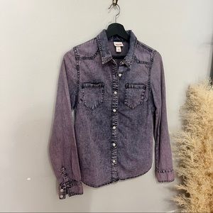 Purple Stained Denim Button Down